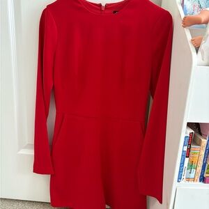 Express Vibrant Red Long Sleeve Romper